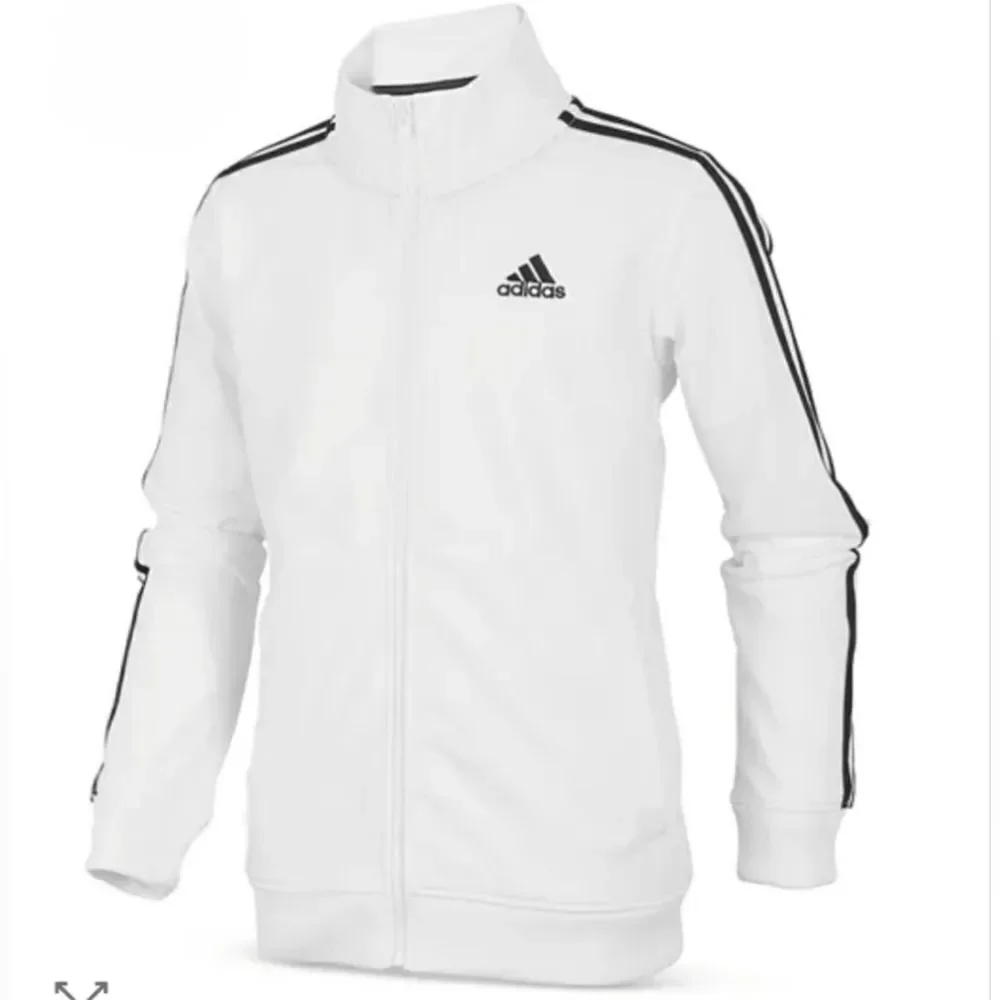 Adidas White Track Jacket with Black Stripes